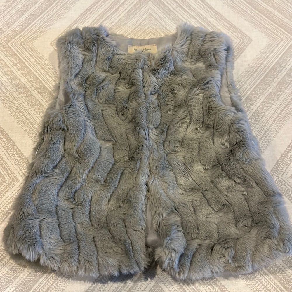 Mayoral Jeans Girls Grey Faux Fur Vest